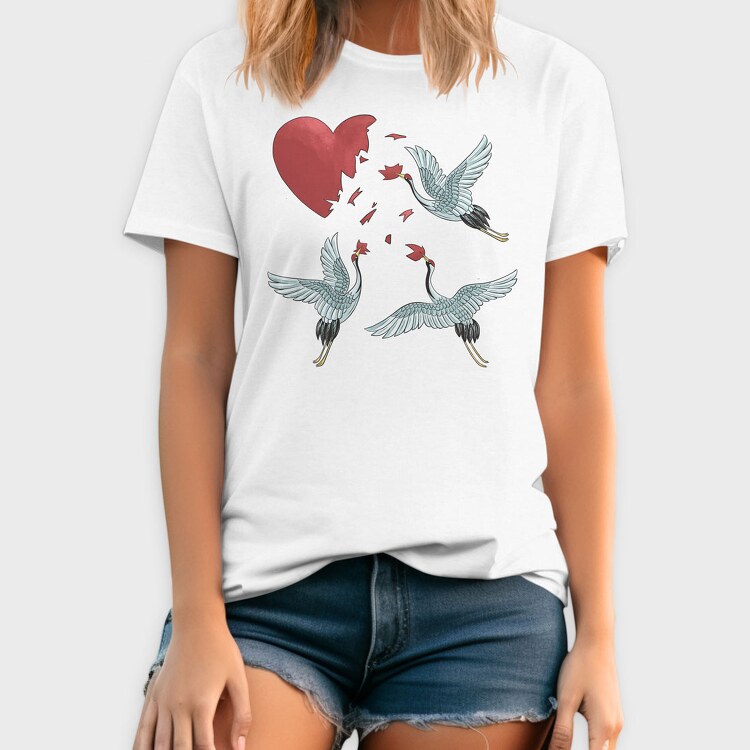 Crane Broken Heart, Tricou Barbati (Unisex)