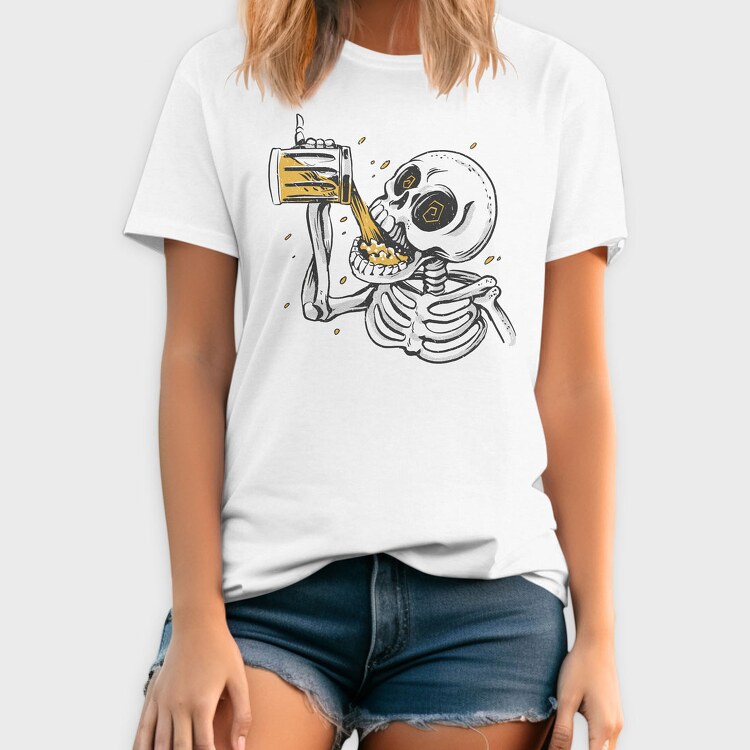 Skull Drinking Beer, Tricou Barbati (Unisex)