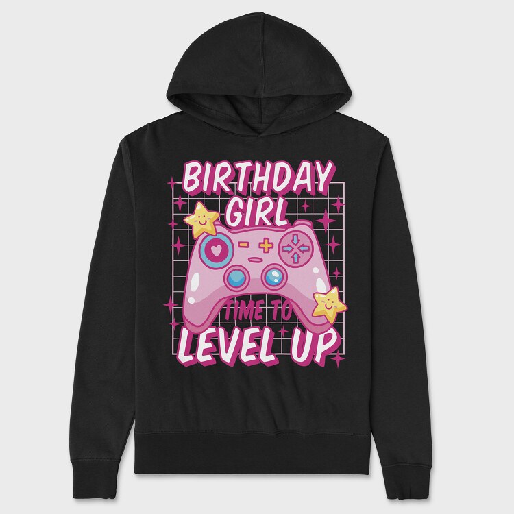 Birthday Girl Level Up, Hanorac Oversize Barbati (Unisex)
