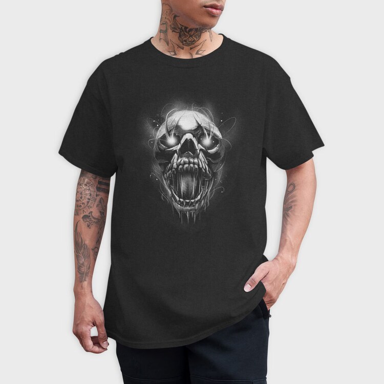 Creepy Skull Light Monochrome, Tricou Barbati (Unisex)