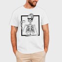 Skull Messy Bun Coffee, Tricou Barbati (Unisex)