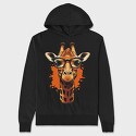 Giraffe With Glasses, Hanorac Oversize Barbati (Unisex)