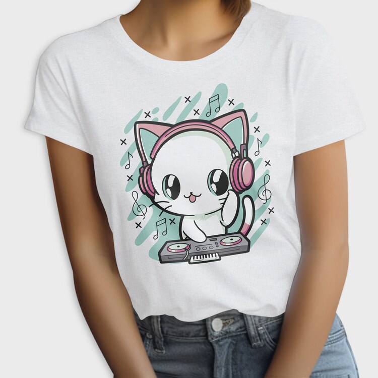 Cute Cat Dj, Tricou Femei