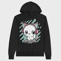 Cute Cat Dj, Hanorac Oversize Barbati (Unisex)