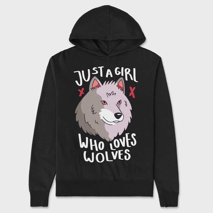 Girl Who Loves Wolves, Hanorac Oversize Barbati (Unisex)