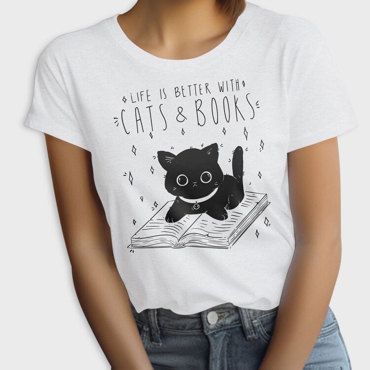 Life Is Better With Cats and Books, Tricou Femei
