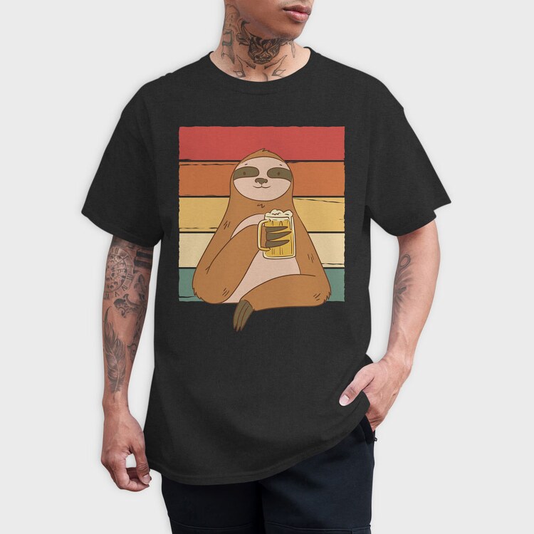 Sloth Drinking Beer, Tricou Barbati (Unisex)