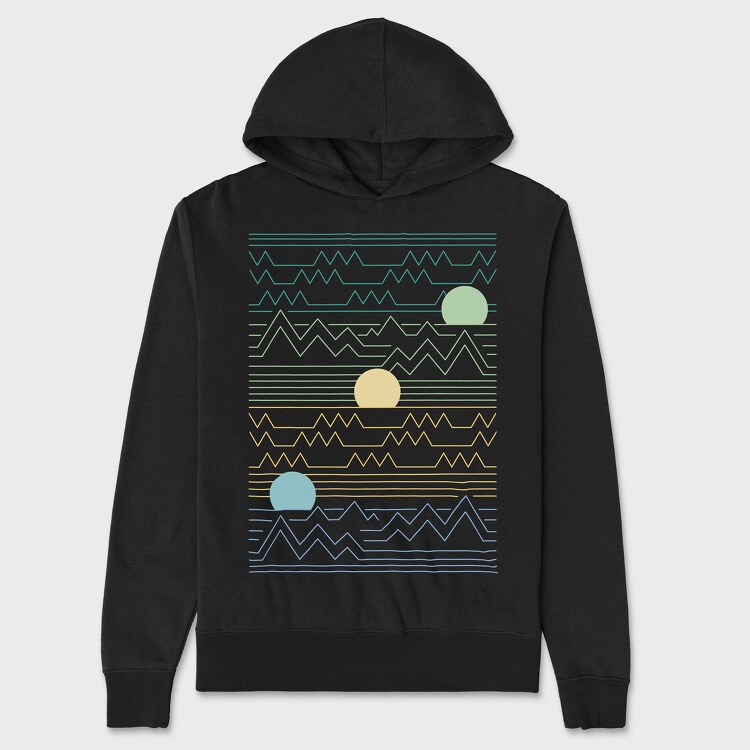 Lineart Sunset Landscape, Hanorac Oversize Barbati (Unisex)