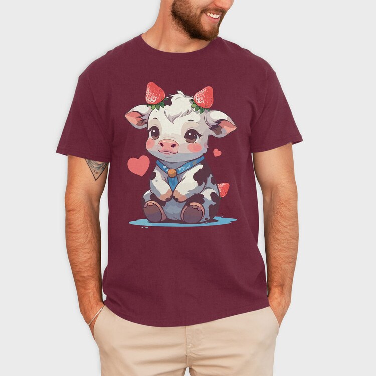 Cute Strawberry Cow, Tricou Barbati (Unisex)