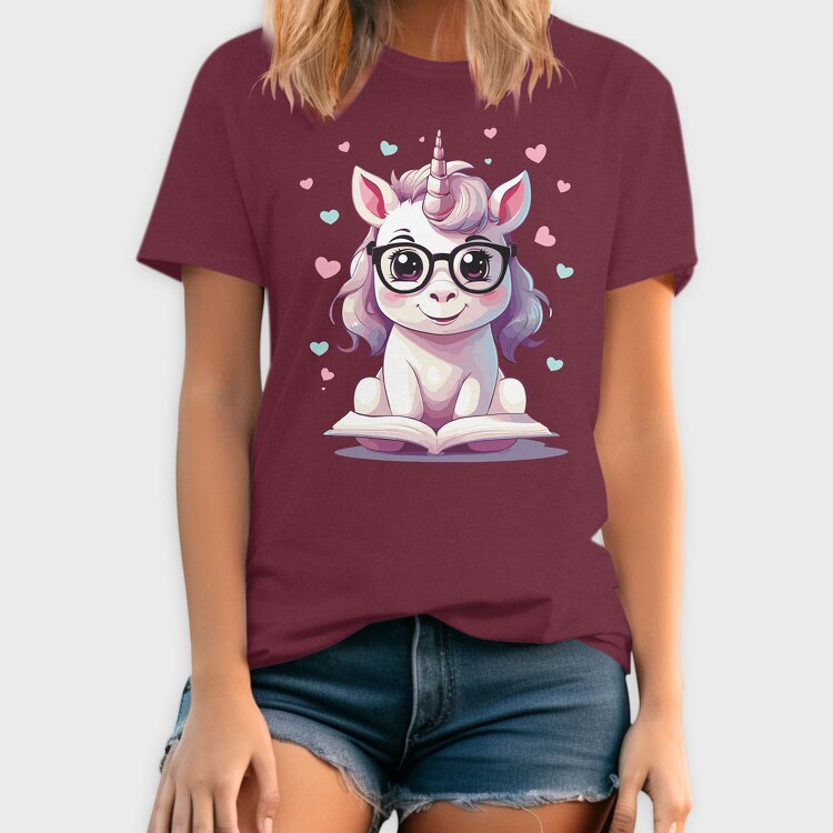Cute Unicorn Reading, Tricou Barbati (Unisex)