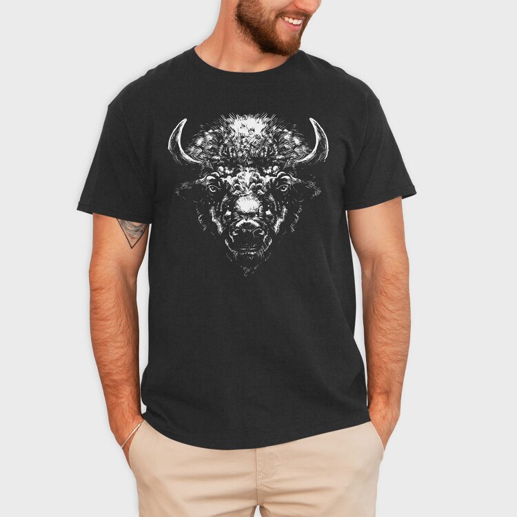 Buffalo Head, Tricou Barbati (Unisex)