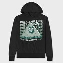 Wild and Free Mountain Cartoon, Hanorac Oversize Barbati (Unisex)