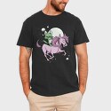Green Cat Riding Unicorn, Tricou Barbati (Unisex)