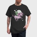 Green Cat Riding Unicorn, Tricou Barbati (Unisex)