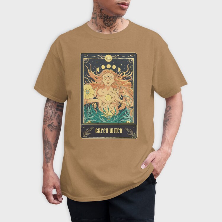 Green Witch Tarot Card, Tricou Barbati (Unisex)