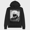 Dark Animals Wolf Silhouette, Hanorac Oversize Barbati (Unisex)