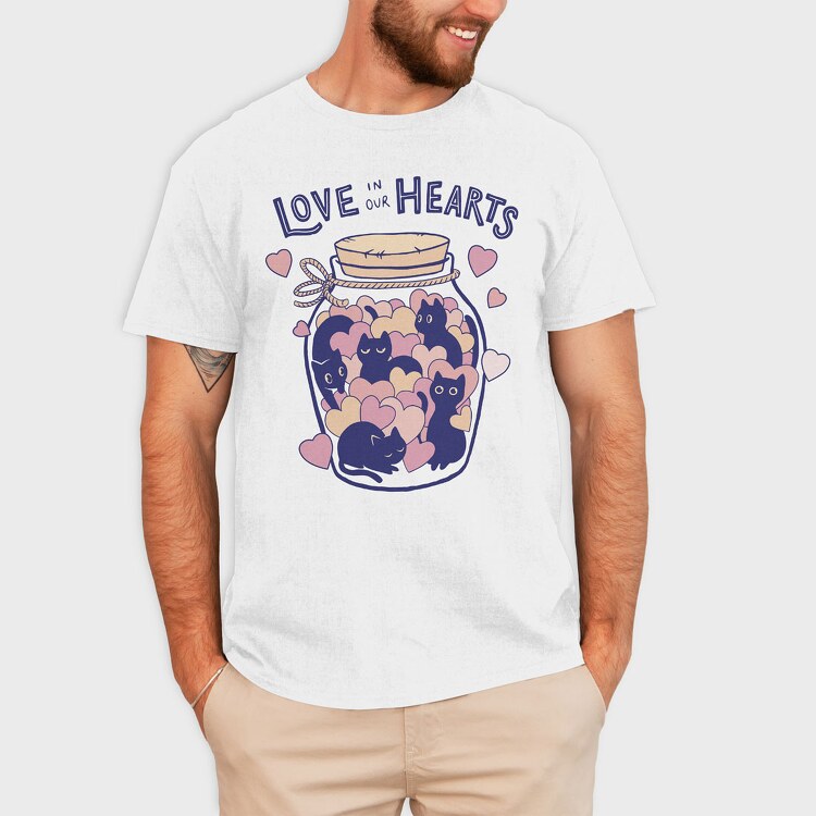 Love in Our Hearts Cats Jar, Tricou Barbati (Unisex)