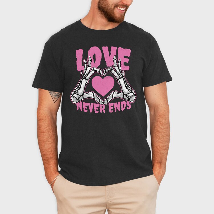 Love Never Ends Skeleton, Tricou Barbati (Unisex)