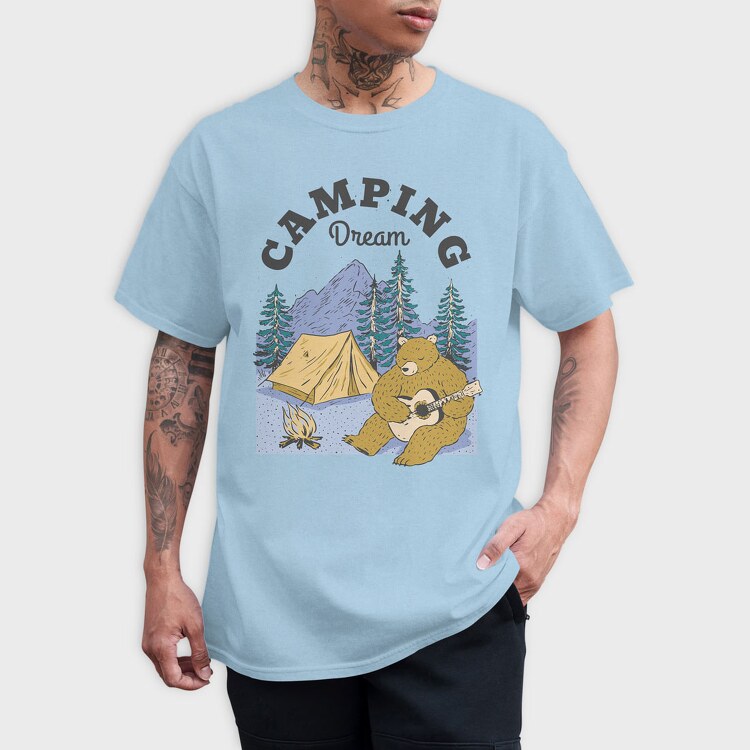 Camping Dream Bear Guitar, Tricou Barbati (Unisex)