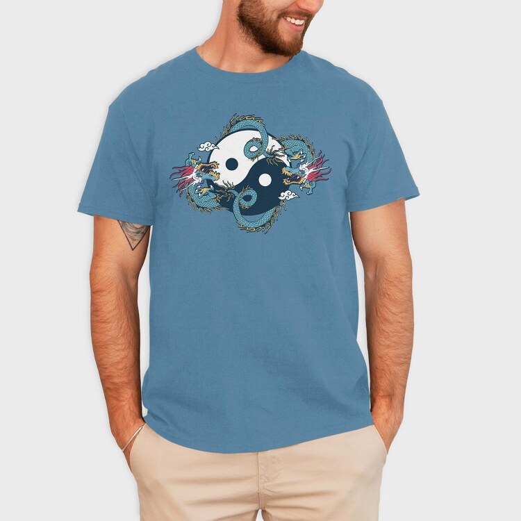 Dragon Ying Yang, Tricou Barbati (Unisex)
