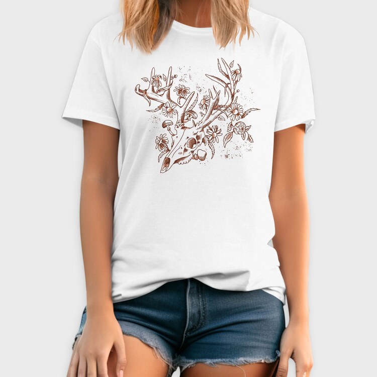 Deer Skull Flowers, Tricou Barbati (Unisex)