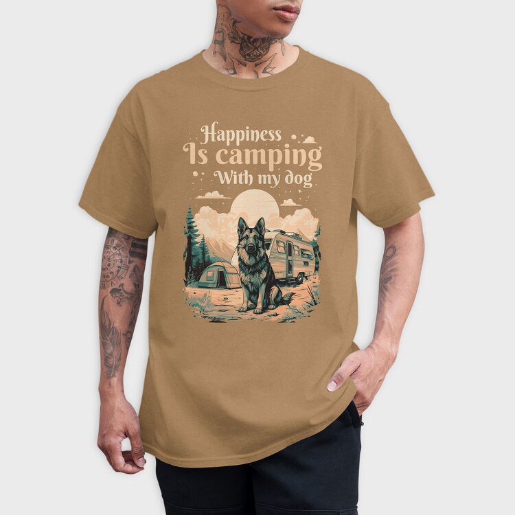 Camping With My Dog, Tricou Barbati (Unisex)