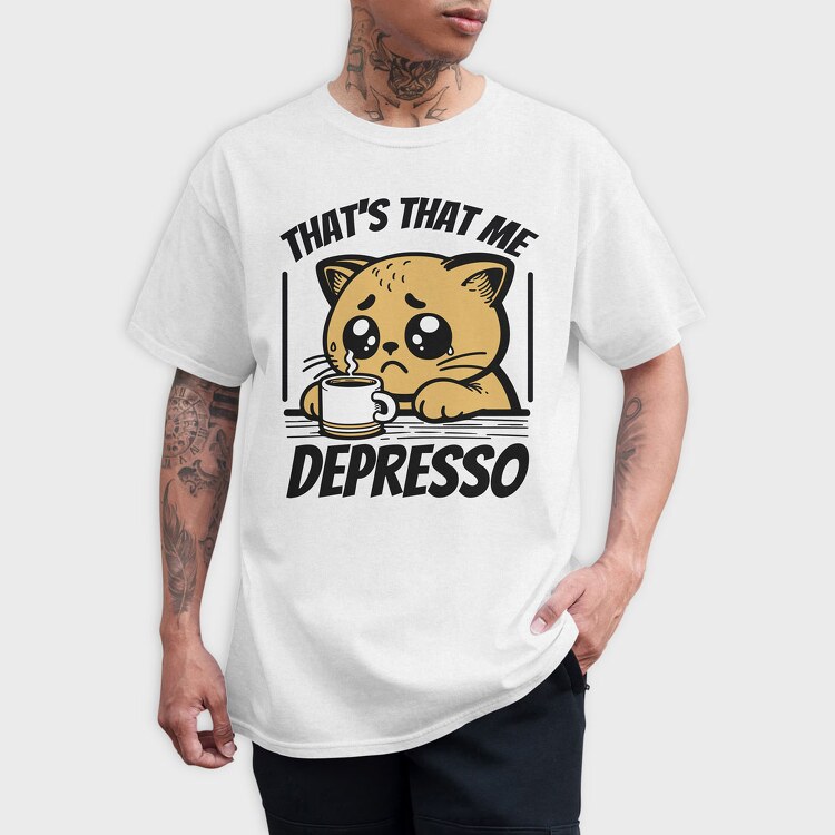 Depresso Cat, Tricou Barbati (Unisex)