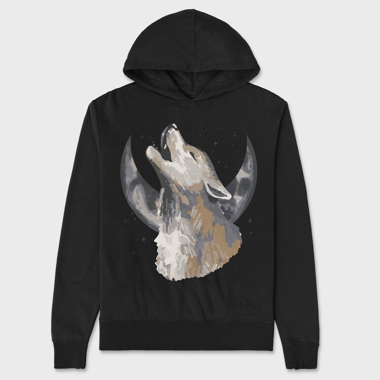 Halloween Howling Wolf, Hanorac Oversize Barbati (Unisex)
