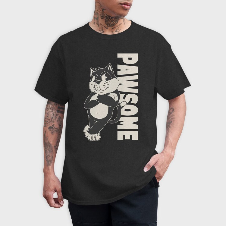 Cartoon Cat Pawsome, Tricou Barbati (Unisex)