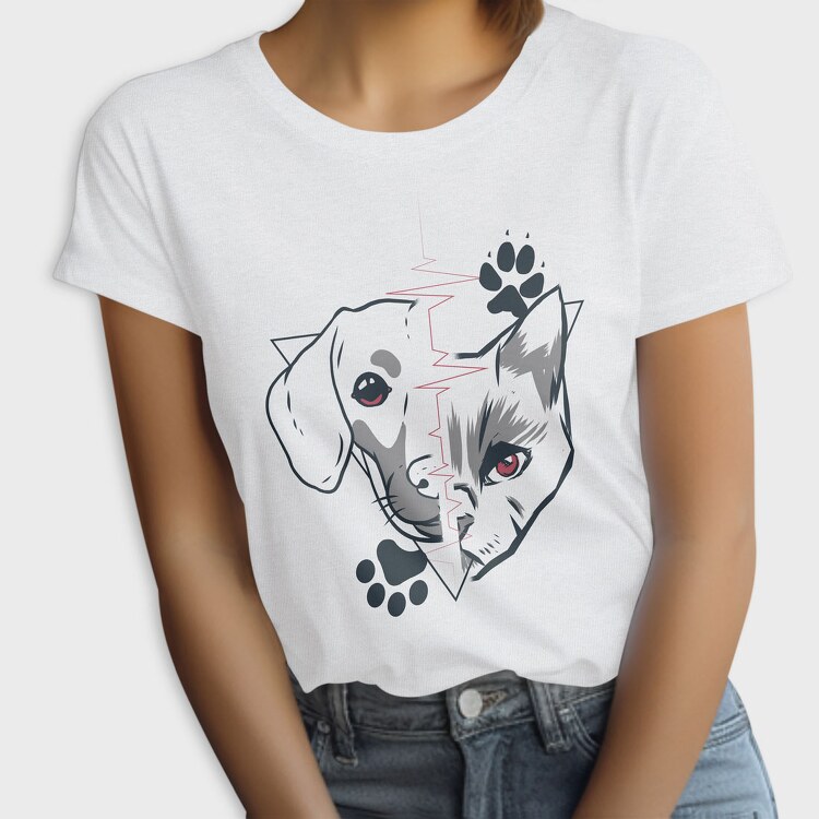 Dog and Cat Heartbeat, Tricou Femei