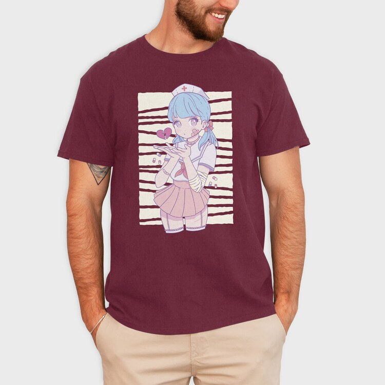Menhera Nurse Kawaii Anime Girl, Tricou Barbati (Unisex)