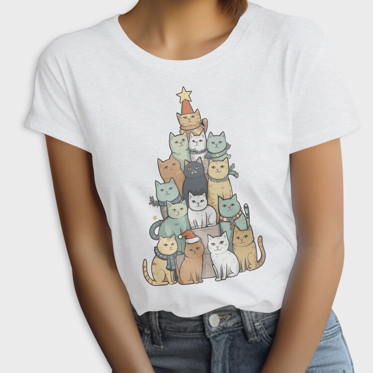 Cat Christmas Tree, Tricou Femei