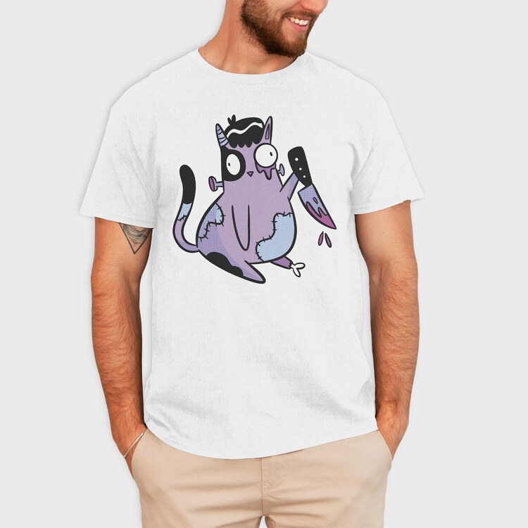 Zombie Cat Knife, Tricou Barbati (Unisex)