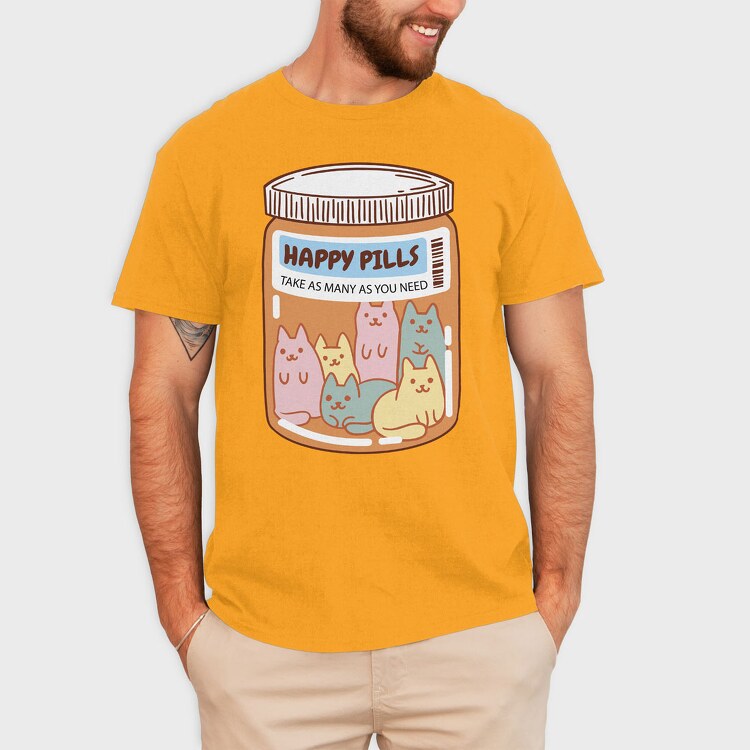 Happy Pills Cats Jar, Tricou Barbati (Unisex)