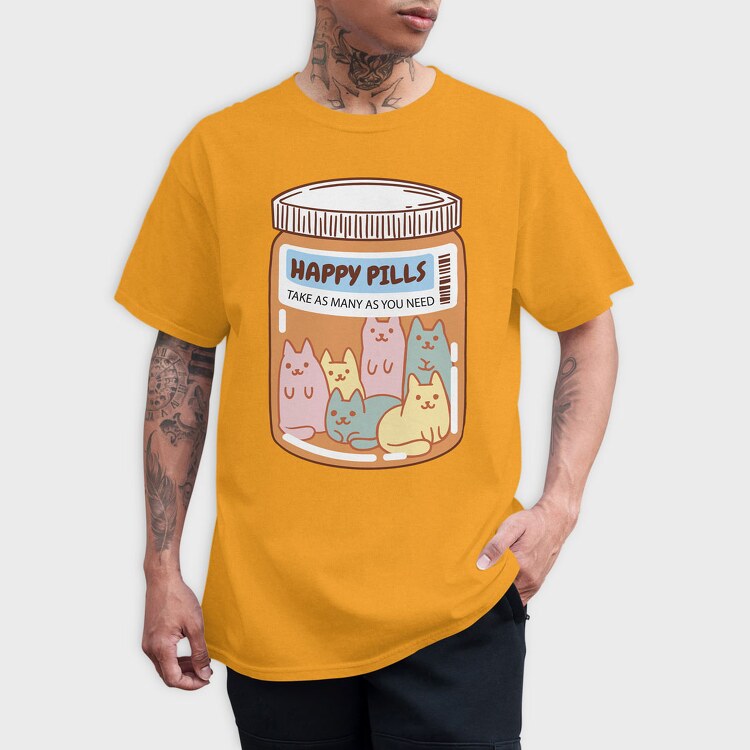 Happy Pills Cats Jar, Tricou Barbati (Unisex)