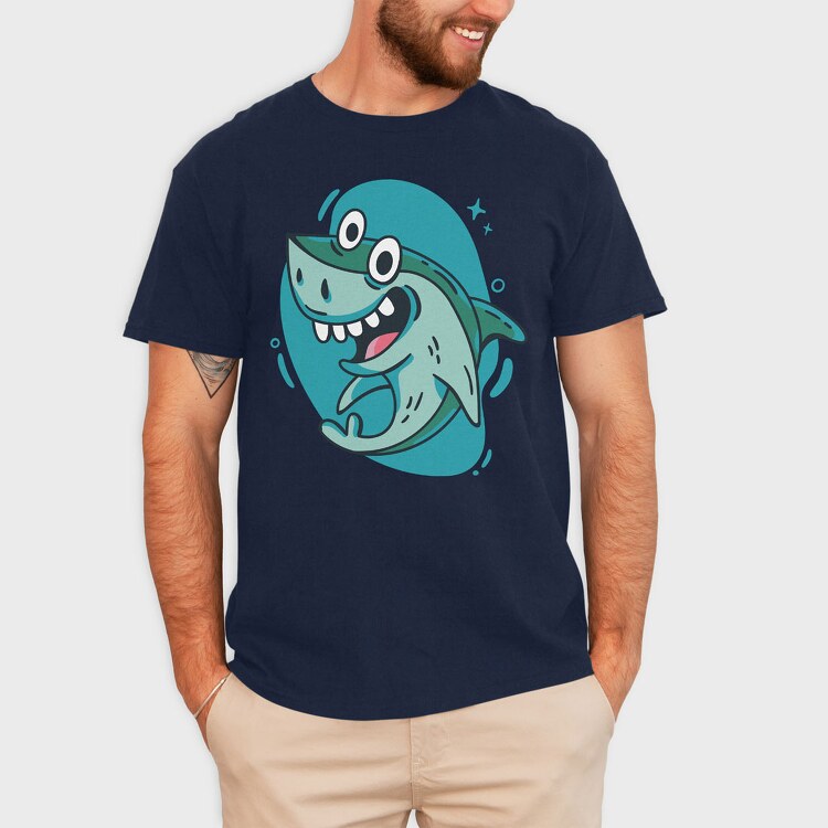 Happy Shark Cartoon, Tricou Barbati (Unisex)