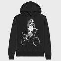 Dog on Bike, Hanorac Oversize Barbati (Unisex)