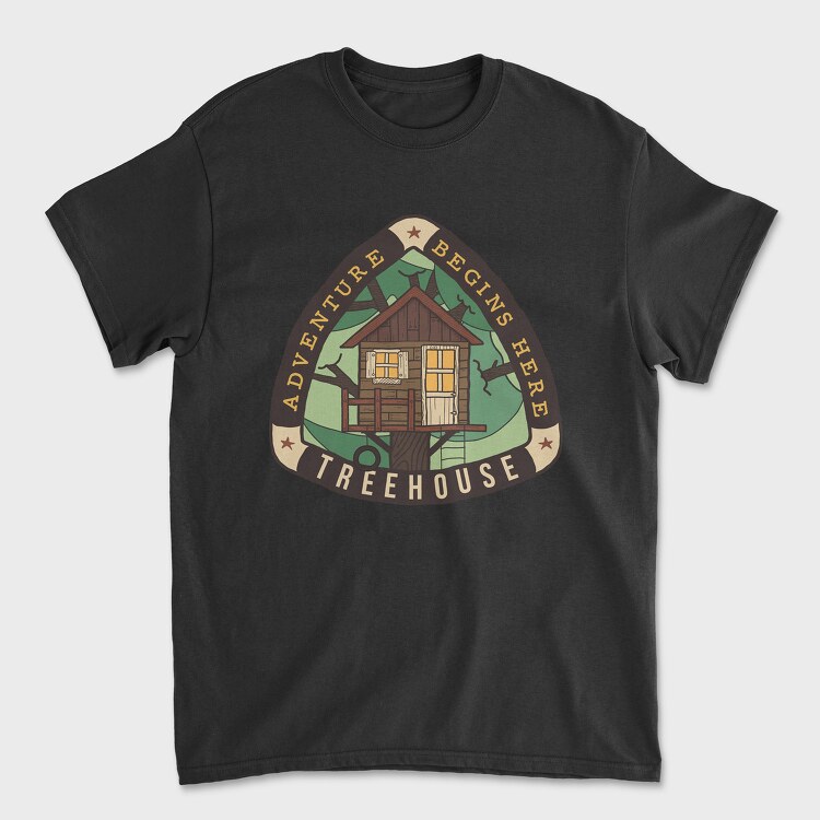 Treehouse Adventure Begins Here, Tricou Barbati (Unisex)