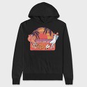 Unicorn Flamingo Beach, Hanorac Oversize Barbati (Unisex)