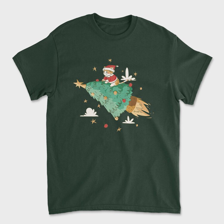 Santa Cat Christmas Tree, Tricou Barbati (Unisex)