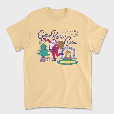 Santa Getting Ready for Christmas, Tricou Barbati (Unisex)