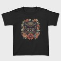 Owl Flowers Skull, Tricou Copii