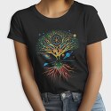 Sacred Geometry Meditating Colorful Magical Tree, Tricou Femei