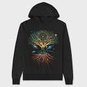 Sacred Geometry Meditating Colorful Magical Tree, Hanorac Oversize Barbati (Unisex)