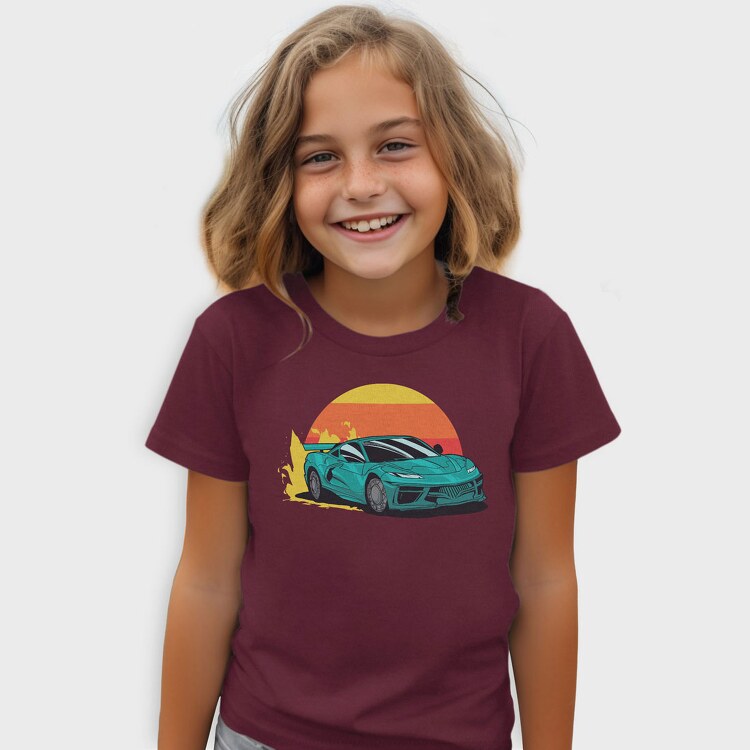 Racecar Retro Sunset, Tricou Copii