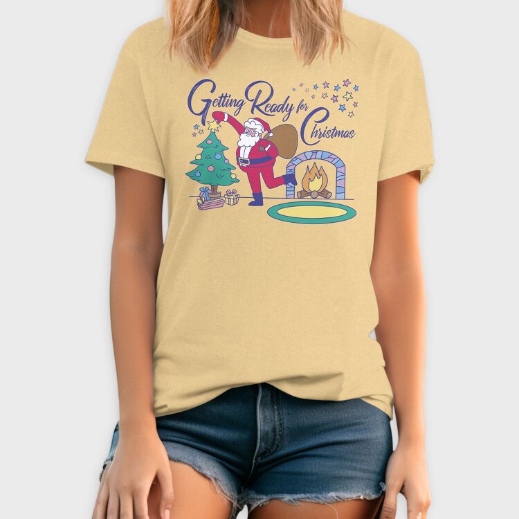 Santa Getting Ready for Christmas, Tricou Barbati (Unisex)