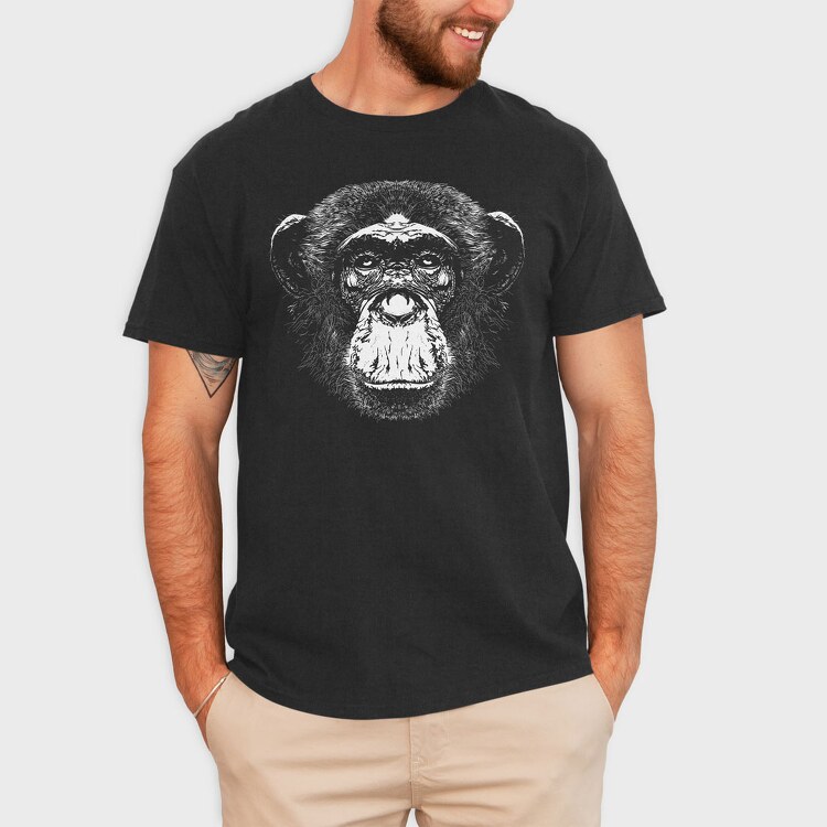 Monochrome Monkey Face, Tricou Barbati (Unisex)