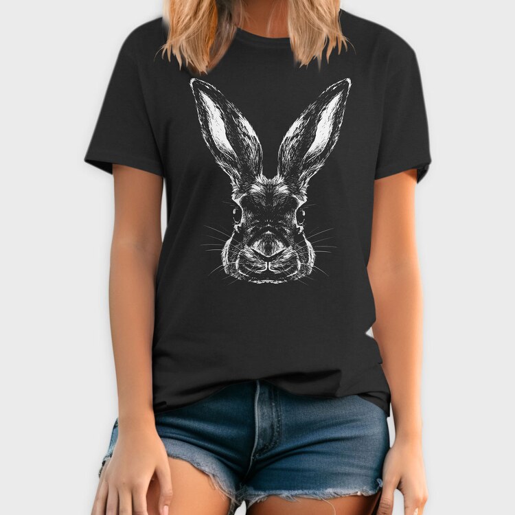 Monochrome Portrait Rabbit, Tricou Barbati (Unisex)