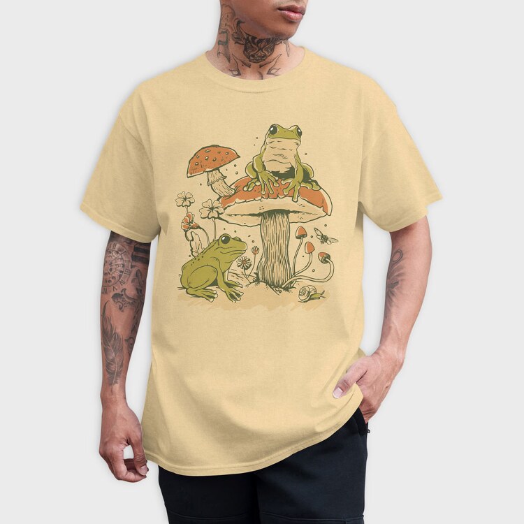 Mushrooms Frogs Nature, Tricou Barbati (Unisex)