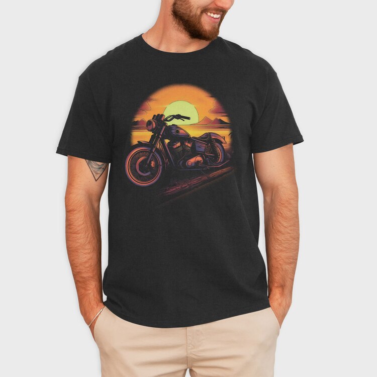Motorcycle Sunset, Tricou Barbati (Unisex)